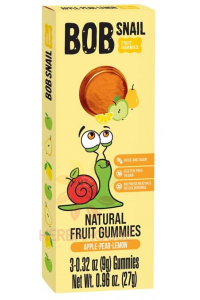 Obrázok pre Bob Snail Gummies Gummie cu fructe fără adaos de zahăr - mar, para, lamaie (27g)