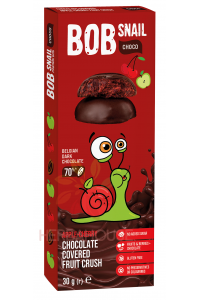 Obrázok pre Bob Snail Choco Delicatese de fructe în ciocolată fără adaos de zahăr - măr, cireșe (30g)