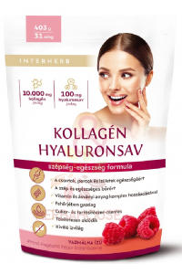 Obrázok pre Interherb Pudră de colagen și acid hialuronic cu îndulcitor - zmeură (403g)