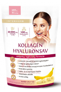 Obrázok pre Interherb Pudră de colagen și acid hialuronic cu îndulcitor - banana split (403g)