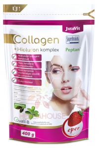 Obrázok pre JutaVit Complex Pudră colagen și acid hialuronic cu îndulcitor - căpșună (400g)