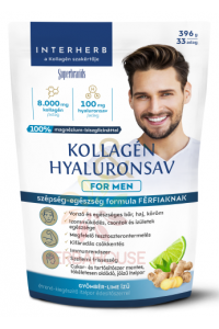 Obrázok pre Interherb for Men Pulbere de colagen și acid hialuronic pentru bărbați - ghimbir și lime (396g)