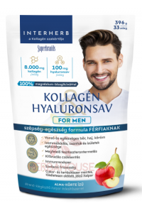 Obrázok pre Interherb for Men Pulbere de colagen și acid hialuronic pentru bărbați - pere și măr (396g)