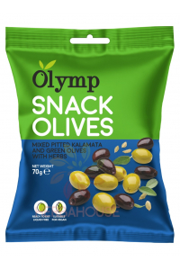 Obrázok pre Olymp Snack Olives Mix Kalamata măsline închise și verzi fără sâmburi cu ierburi (70g)