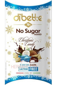 Obrázok pre Dibette Bomboane de Crăciun înmuiate în ciocolată neagră umplute cu cremă de cocos cu îndulcitor (220g)