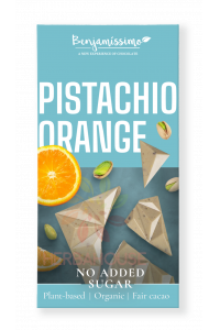 Obrázok pre Benjamissímo Pistachio Orange Bio Ciocolată vegană cu fistic, ulei de portocale și îndulcitor (60g)