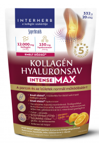 Obrázok pre Interherb Intense MAX Pudră de colagen și acid hialuronic cu îndulcitor - cocktail de portocale (332g)