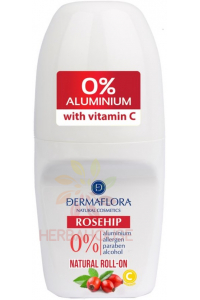 Obrázok pre Dermaflora Roseship Roll-on Deodorant roll-on cu ulei de măceșe și vitamina C (50ml)