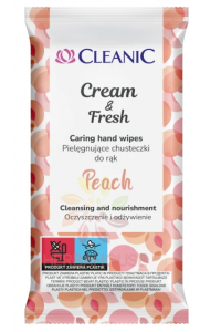 Obrázok pre Cleanic Cream & Fresh Peach șervețele umede de mâini (15buc)