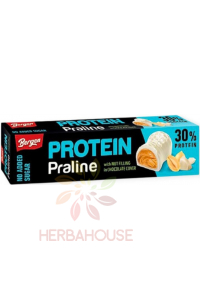 Obrázok pre Bergen Protein Praline Ciocolată albă cu îndulcitor, umplută cu cremă de arahide (50g)