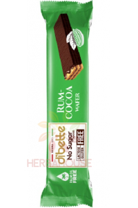 Obrázok pre Dibette NAS Napolitană fără gluten umplută cu cremă de cacao cu aromă de rom în ciocolată neagră cu îndulcitor (26g)