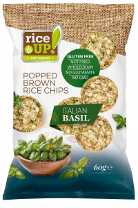 Obrázok pre RiceUP! Chipsuri de orez brun integral fără gluten cu busuioc italian (60g)