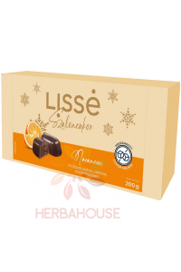 Obrázok pre Lissé Bomboane de Crăciun învelite în ciocolată neagră umplute cu cremă de cacao cu aromă de portocale cu îndulcitor (200g)