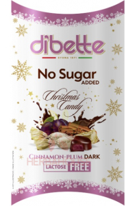 Obrázok pre Dibette Bombonuri de Crăciun învelite în ciocolată neagră, umplute cu cremă de prune și scorțișoară cu îndulcitor (220g)