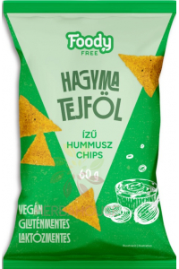 Foody Free Chipsuri de humus fără gluten cu aromă de ceapă și smântână (60g) Obrázok pre Foody Free Chipsuri de humus fără gluten cu aromă de ceapă și smântână (60g)