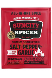 SunCity Amestec de condimente premium – sare, piper negru, usturoi și chili (35g) Obrázok pre SunCity Amestec de condimente premium – sare, piper negru, usturoi și chili (35g)