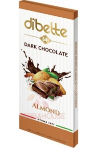 Obrázok pre Dibette Ciocolată neagră umplută cu fructoză și cremă cu aromă de migdale (80g)