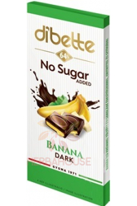 Obrázok pre Dibette Ciocolata neagra cu indulcitor umpluta cu crema cu aroma de banane (80g)