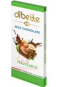 Obrázok pre Dibette Ciocolată cu lapte cu fructoză umplută cu cremă de cacao cu aromă de alune (80g)