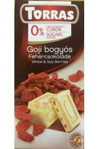 Obrázok pre Torras Ciocolată albă fără gluten cu goji fără zahăr adăugat (75g)