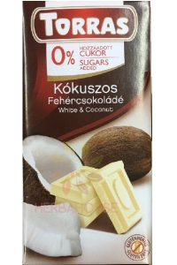 Obrázok pre Torras Ciocolată albă fără gluten cu nucă de cocos fără adaos de zahăr (75g)