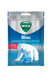 Obrázok pre Wick Blau Bomboană pentru gât mentol fără zahăr cu îndulcitor (72g)