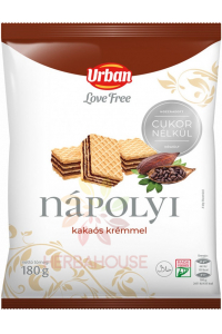 Obrázok pre Urbán Napolitane umplute cu cremă cu aromă de cacao fără zahăr (180g)