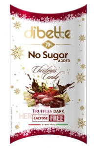 Obrázok pre Diabette Bomboane de Craciun înmuiată în ciocolată neagră umplută cu cremă de trufe și vișine în alcool cu ​​îndulcitor (220g)