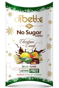 Obrázok pre Dibette Bomboane de Craciun amestec de fructe cu jeleu inmuiat in ciocolata neagra cu indulcitor (220g)