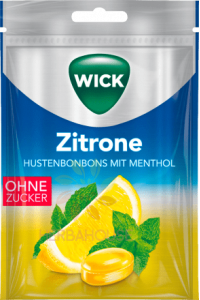 Obrázok pre Wick Pastile pentru gât mentol fără zahăr cu îndulcitor cu aromă de lămâie (72g)