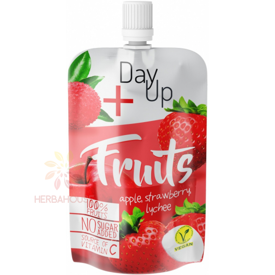 Obrázok pre DayUp Fruits Piure de fructe cu mere cu capsuni si litchi (100g)