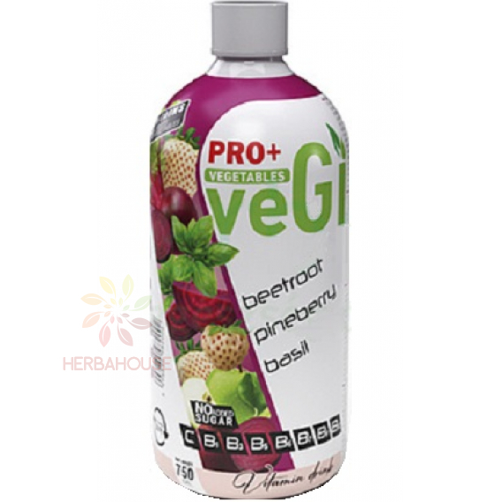 Obrázok pre PRO+ Legume Băutură necarbogazoasă cu energie scăzută, cu vitamina C, B1, B6, B12 și îndulcitori - sfeclă roșie, pin, măr, busuioc (750ml)