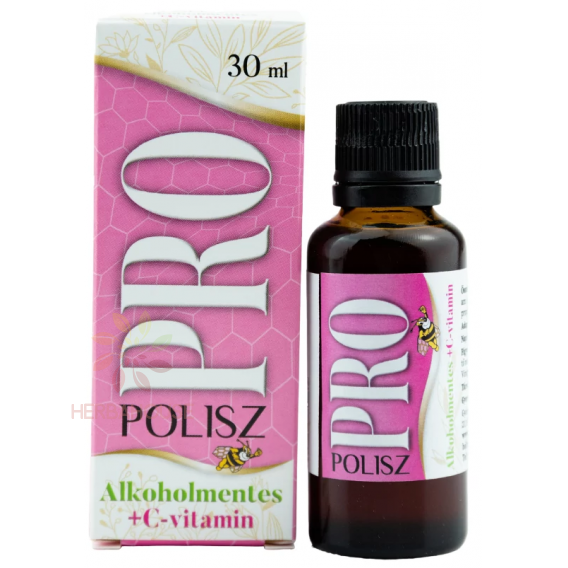 Obrázok pre Pro/Polisz Extract de propolis cu 1000mg Vitamina C - picaturi fara alcool (30ml)