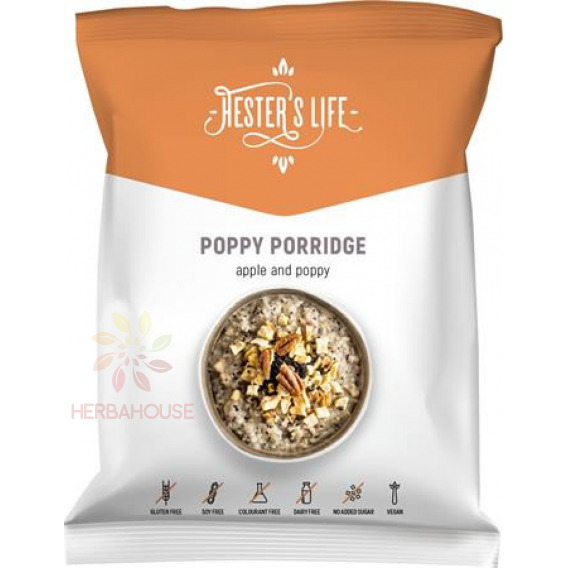 Obrázok pre Hester´s Life Poppy Porridge Terci de ovăz cu măr-mac fără gluten, fără adaos de zahăr (50g)