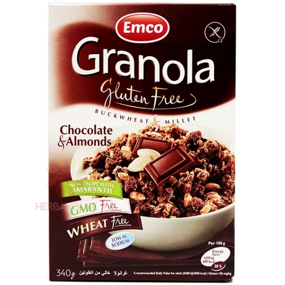 Obrázok pre Emco Granola cu migdale și ciocolată fără gluten (340g)