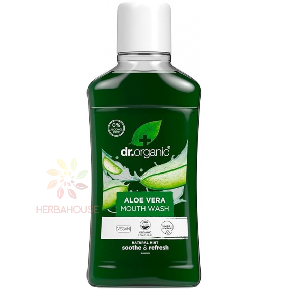 Obrázok pre Dr.Organic Apă de gură cu Bio Aloe Vera, aromă de mentol (500ml)