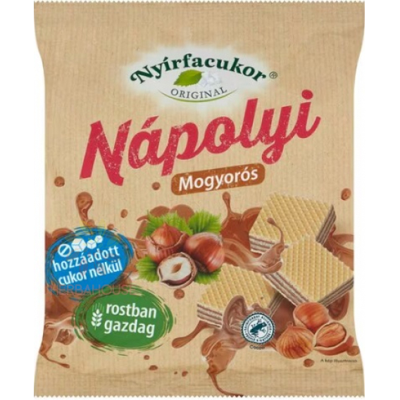 Obrázok pre Nyírfacukor Napolitane umplute cu cremă de cacao și nuci fără zahăr cu xilitol (180g)