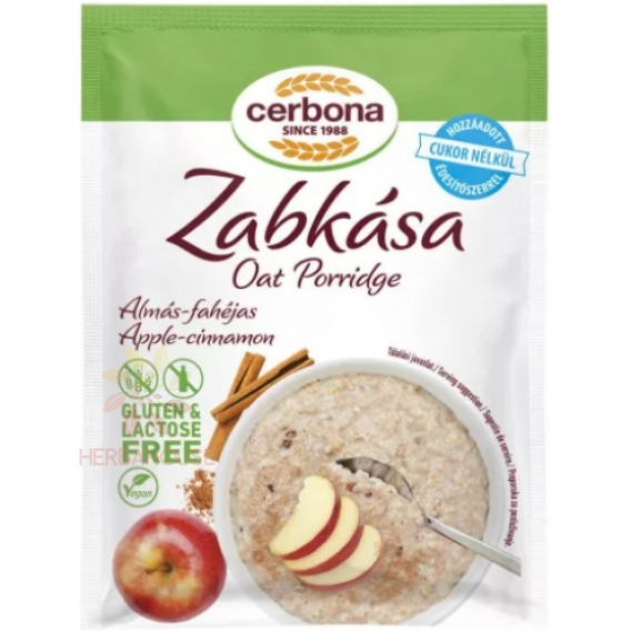 Obrázok pre Cerbona Făină de ovăz cu mere și scorțișoară fără gluten fără adaos de zahăr cu îndulcitor (50g)