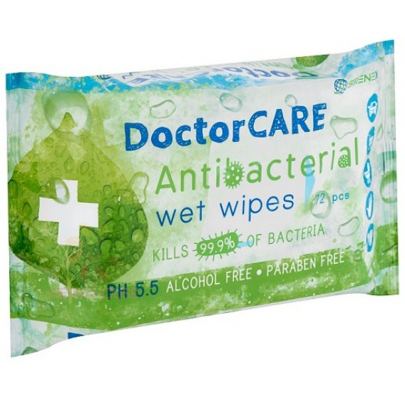 Obrázok pre DoctorCare Servetele umede antibacteriene cu extract de Aloe Vera (72buc)