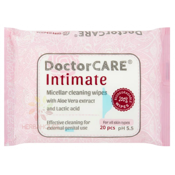 Obrázok pre DoctorCare Intimate servetele umede pentru igiena intima cu extract de Aloe Vera si acid lactic (20buc)