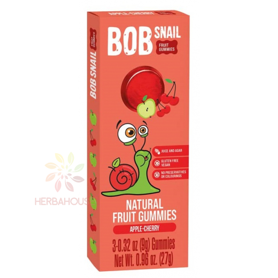 Obrázok pre Bob Snail Gummies Gummie cu fructe fără adaos de zahăr - mere, cireașă (27g)