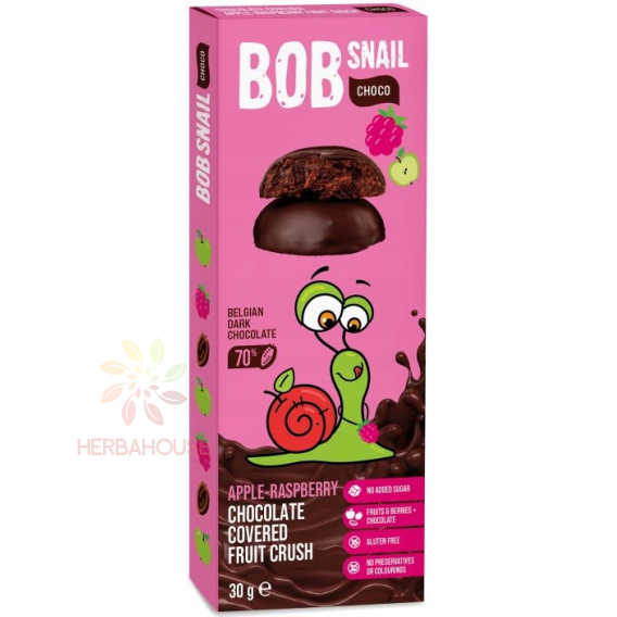 Obrázok pre Bob Snail Choco Delicatese de fructe în ciocolată fără adaos de zahăr - măr, zmeură (30g)