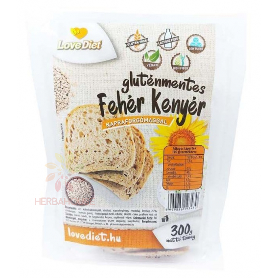 Obrázok pre LoveDiet Pâine albă fără gluten feliată cu semințe de floarea soarelui (300g)