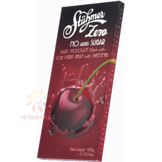 Obrázok pre Stühmer Zero Ciocolată neagră umplută cu cremă de visine fără zahăr (100g)