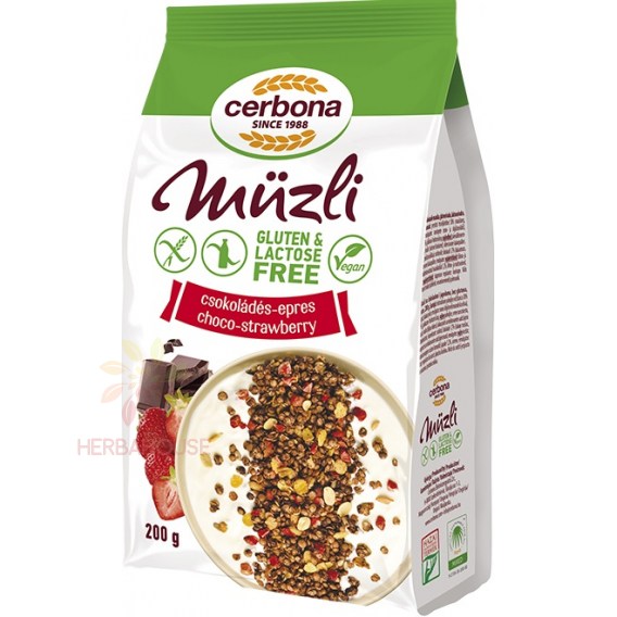 Obrázok pre Cerbona Muesli ciocolată-căpşuni fără gluten (200g)