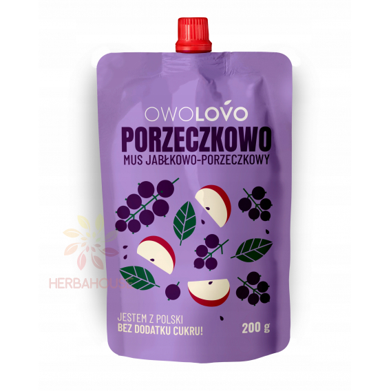 Obrázok pre Owolovo Piure de fructe fără adaos de zahăr - mere, coacăze negre (200g)