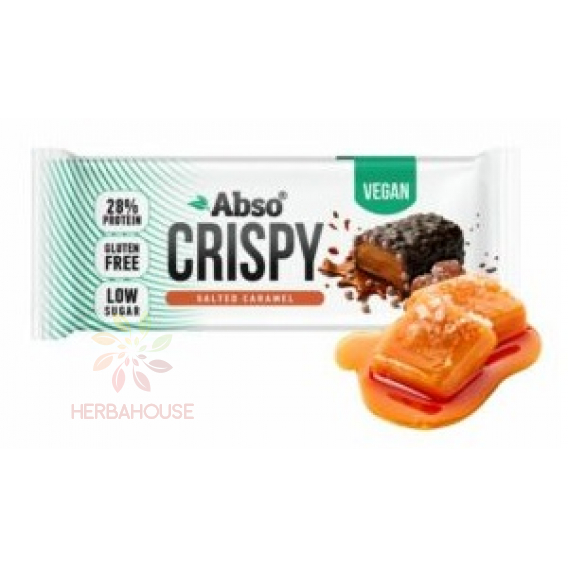 Obrázok pre Abso Vegan Crispy Baton proteic fără gluten înmuiat în ciocolată neagră cu îndulcitori - ciocolată și alune (50g)