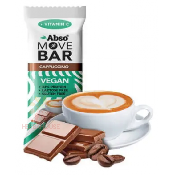 Obrázok pre Abso Vegan Baton proteic fără gluten - cappuccino (35g)