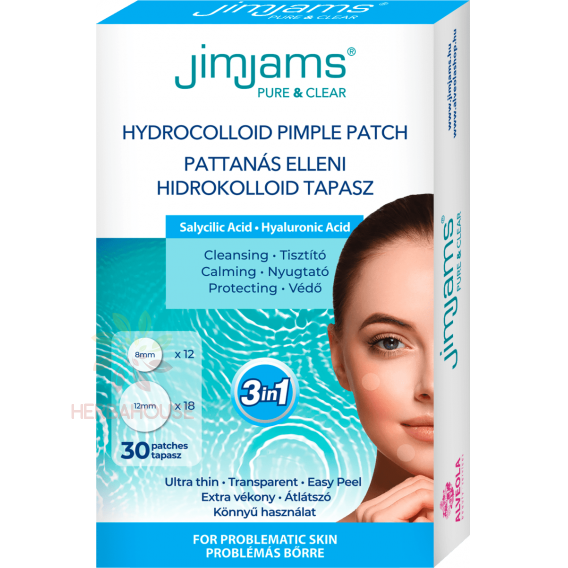 Obrázok pre JimJams Pure & Clear 3in1 Plasture hidrocoloid pentru acnee BHA + HA (30buc)