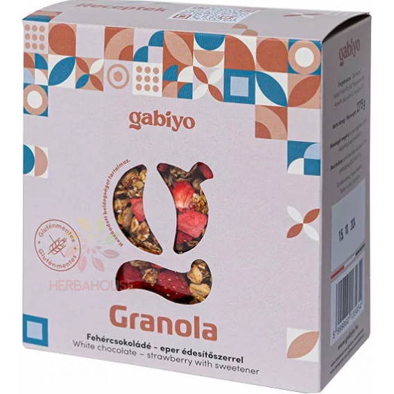 Obrázok pre Gabiyo Granola fără gluten ciocolată albă-căpșuni cu îndulcitor (275g)